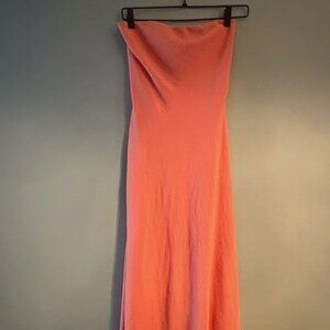 See You Monday Coral Strapless Sun Dress with Bow Detail